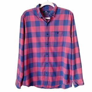 Vineyard Vines | Men’s Slim Longshore Shirt Plaid Button Down Red Blue Medium
